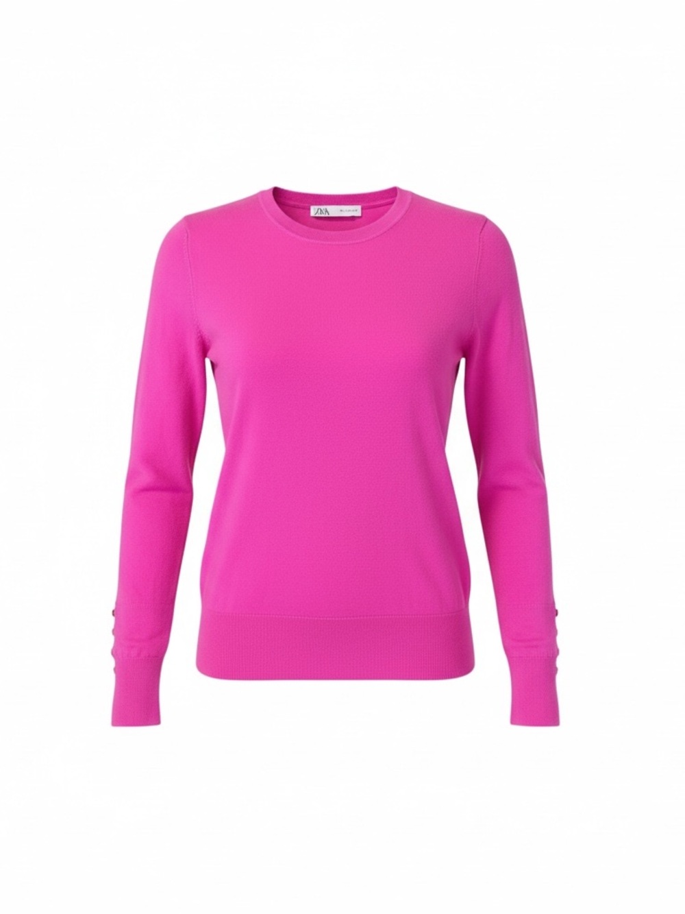 Zara Fuchsia Crewneck Knit Sweater